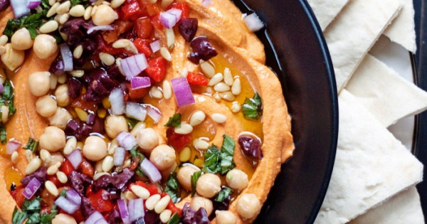 Loaded Roasted Red Pepper Hummus
