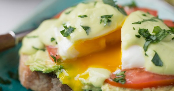 Avocado Toast Eggs Benedict with Avocado Hollandaise