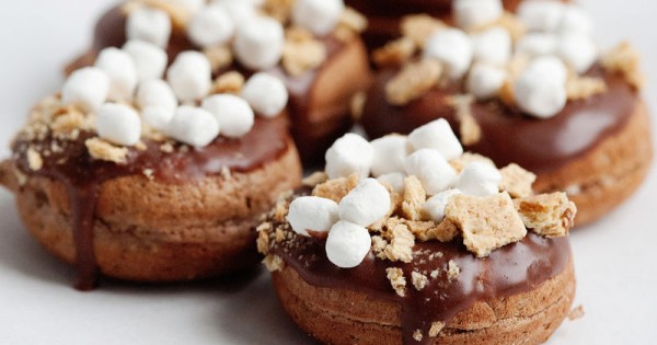 Baked S’mores Doughnuts with Chocolate Glaze