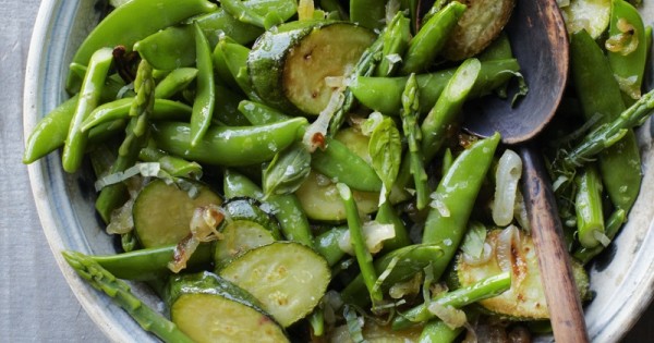 Snap Peas, Asparagus and Zucchini Sauté