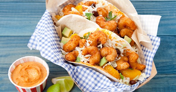 Popcorn Shrimp Tacos