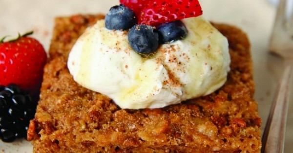 Cinnamon Breakfast Squares with Yogurt and Berries