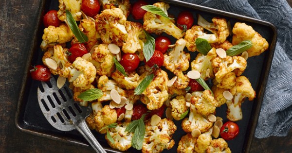 Oven-Roasted Cauliflower with Cherry Tomatoes