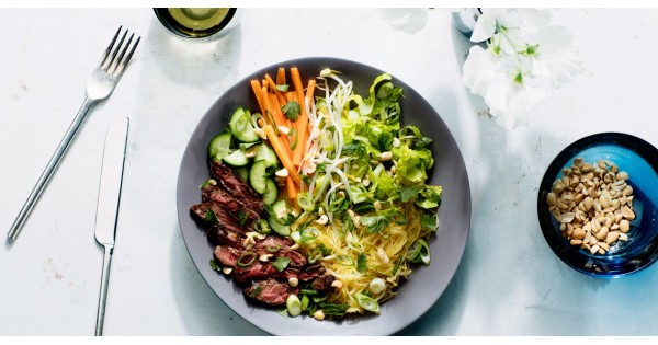 Vietnamese-Style Spaghetti Squash “Noodle” Bowls with Skirt Steak