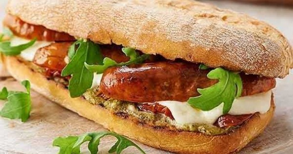 Chorizo-style sausage sandwich
