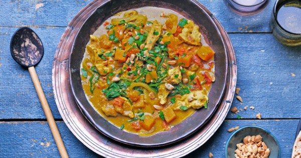 Chicken, butternut squash and peanut curry