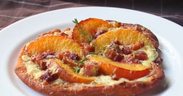 Fried Peach and Pancetta Pizza