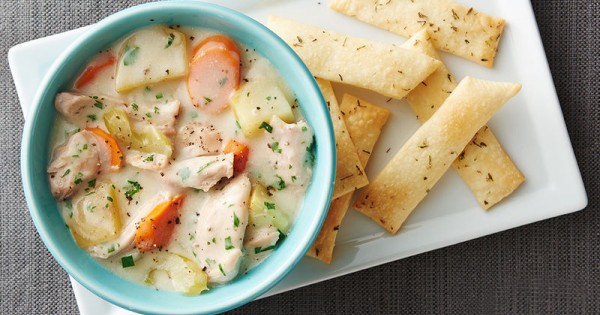Slow-Cooker Chicken Pot Pie with Pie Crust Crackers