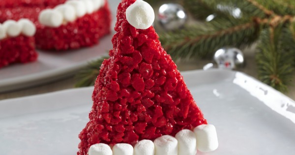 Santa Hat Crispy Treats