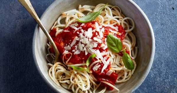 Celeriac “spaghetti” arrabbiata