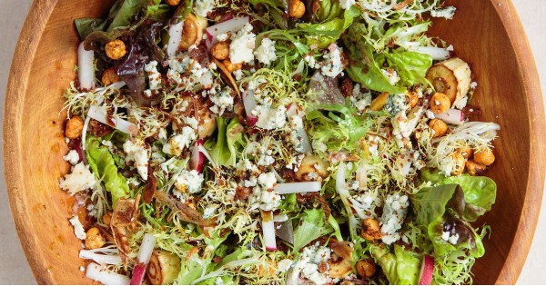 Roasted Parsnip Salad with Hazelnuts, Blue Cheese, and Wheat Beer Vinaigrette