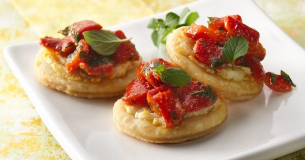 Roasted Red Bell Pepper and Goat Cheese Bites