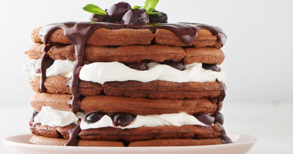 Black Forest Cherry Waffle Cake