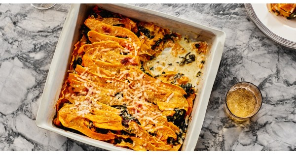 Butternut Squash and Creamed-Spinach Gratin