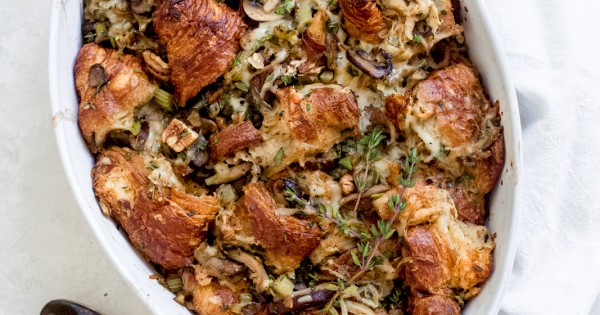 Savory Caramelized Onion Croissant Stuffing