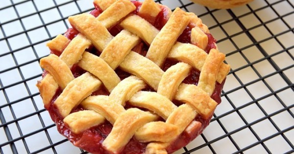 Mini Strawberry Lattice Pies