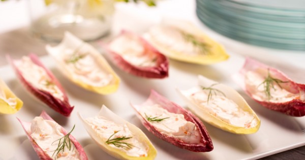 Endive with Garden Veggie Cream Cheese Appetizers