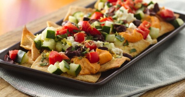 Greek Hummus Nachos