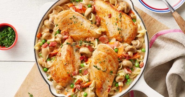 One Pan Coq Au Vin Noodle Skillet