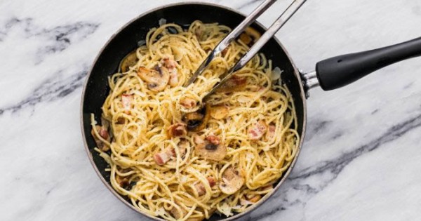 Cacio e Pepe with Mushrooms & Bacon