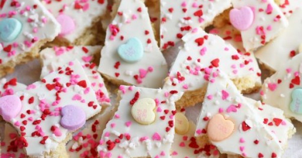 Conversation Heart Sugar Cookie Bark