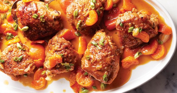 Orange soy-braised chicken thighs
