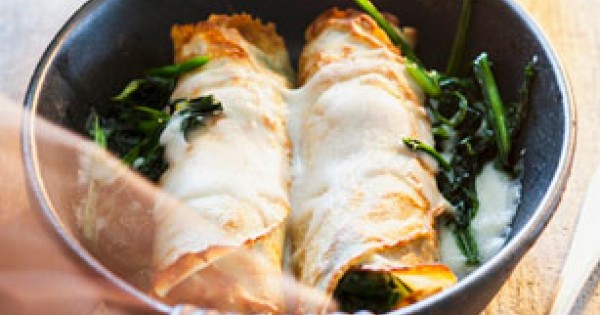 Spinach & Cheese Baked Crepes