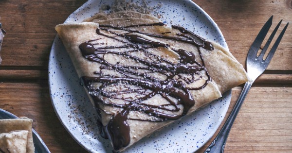 Cream Cheese-Stuffed Crêpes Drizzled with Chocolate