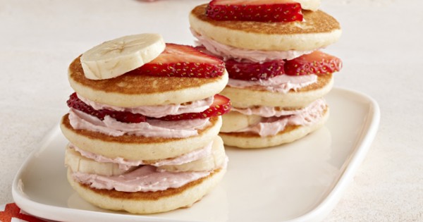 Strawberry-Banana Mini Pancake Stacks