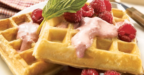 Creamy Raspberry Waffles with light Dama12 cheese
