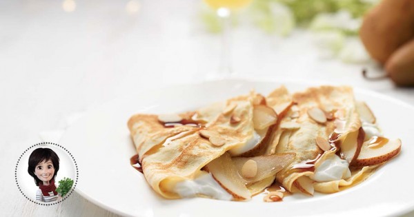 Crepes with pears & maple syrup from Josée di Stasio