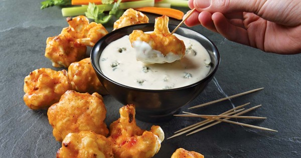Buffalo cauliflower with bleu sauce