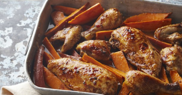 One-Pan Baked Chicken & Sweet Potatoes