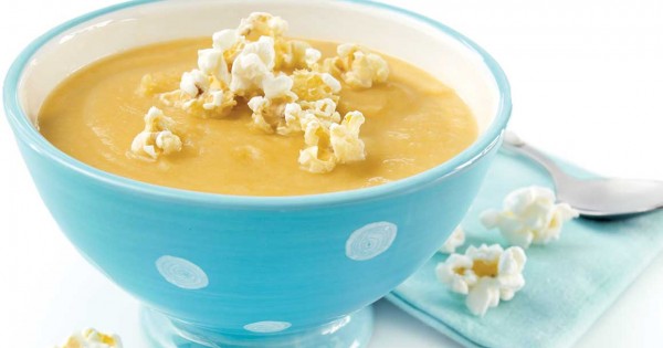 Sweet potato and popcorn soup