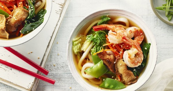 Gingery Shrimp with Udon Soup