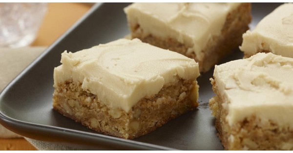 Apple Blondies with Caramel Icing