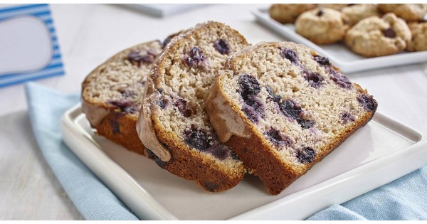 Gluten Free* Banana Blueberry Loaf with Cinnamon Drizzle