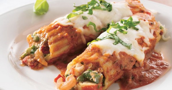 Seafood and Asparagus Manicotti