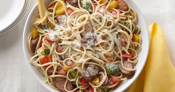 Sausage, Peppers & Tomatoes with Linguine