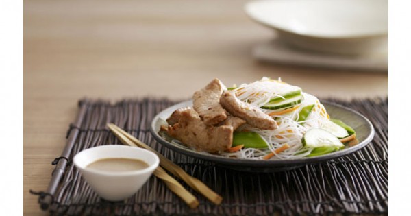 Pork with Noodles & Snow Pea Slaw