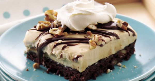 Turtle Brownie Ice Cream Dessert