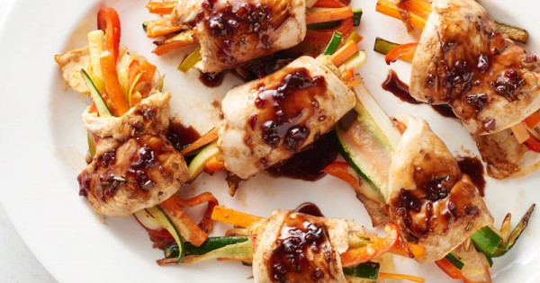 Balsamic-Glazed Cheesy Chicken Rolls