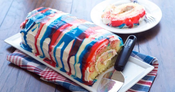 Red, White and Blue Roll Cake