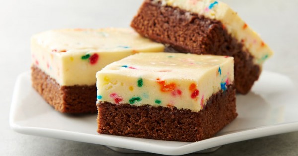 Cake Batter Cheesecake Brownies