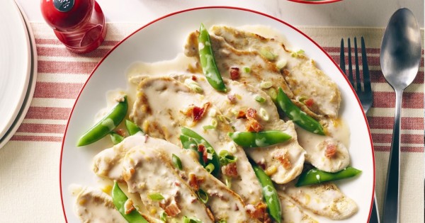 Turkey Scaloppini in Cheddar-Bacon Sauce