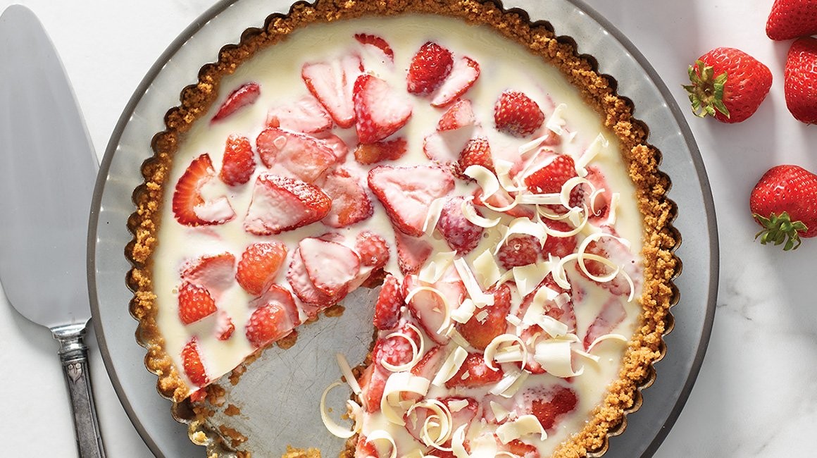 White Chocolate and Strawberry Pie on Graham Crust-image