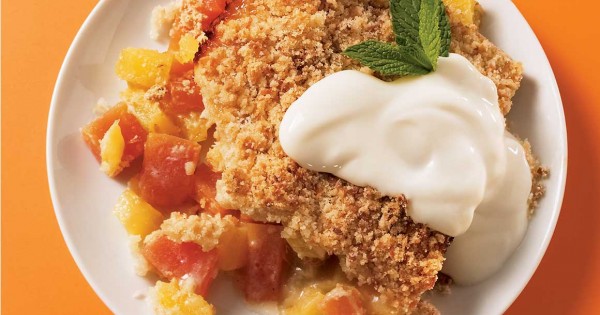 Exotic papaya and mango crumble