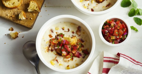 Cream of Bacon Corn Salsa Soup