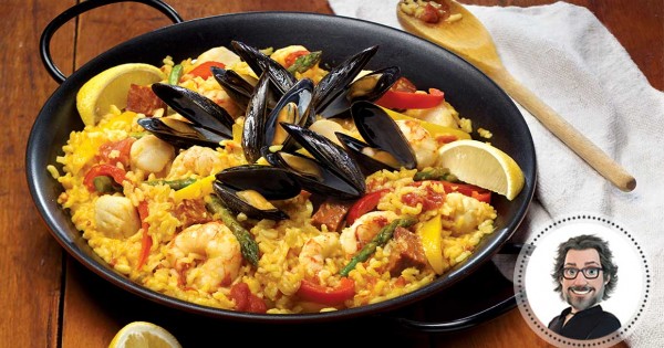 Seafood paella