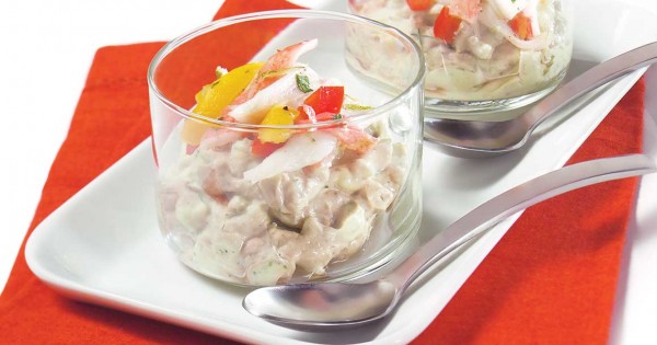 Avocado mascarpone cream with crab